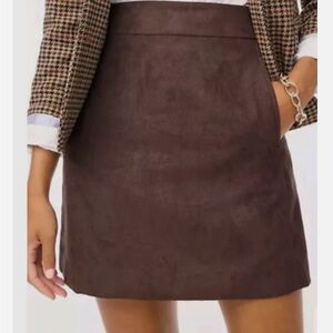 NWT J.Crew Faux-suede mini skirt in brown
